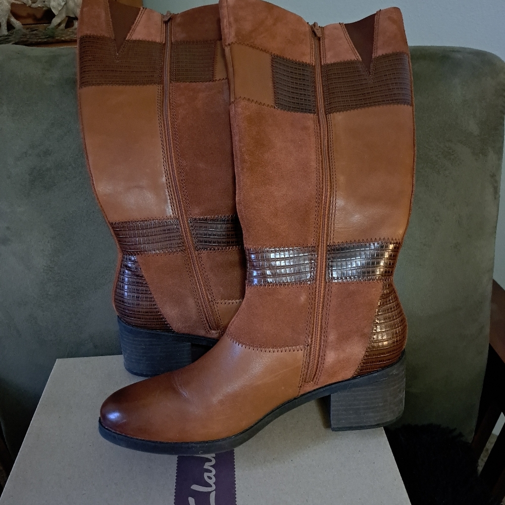 Women's Brown Patchwok Leather Boots
